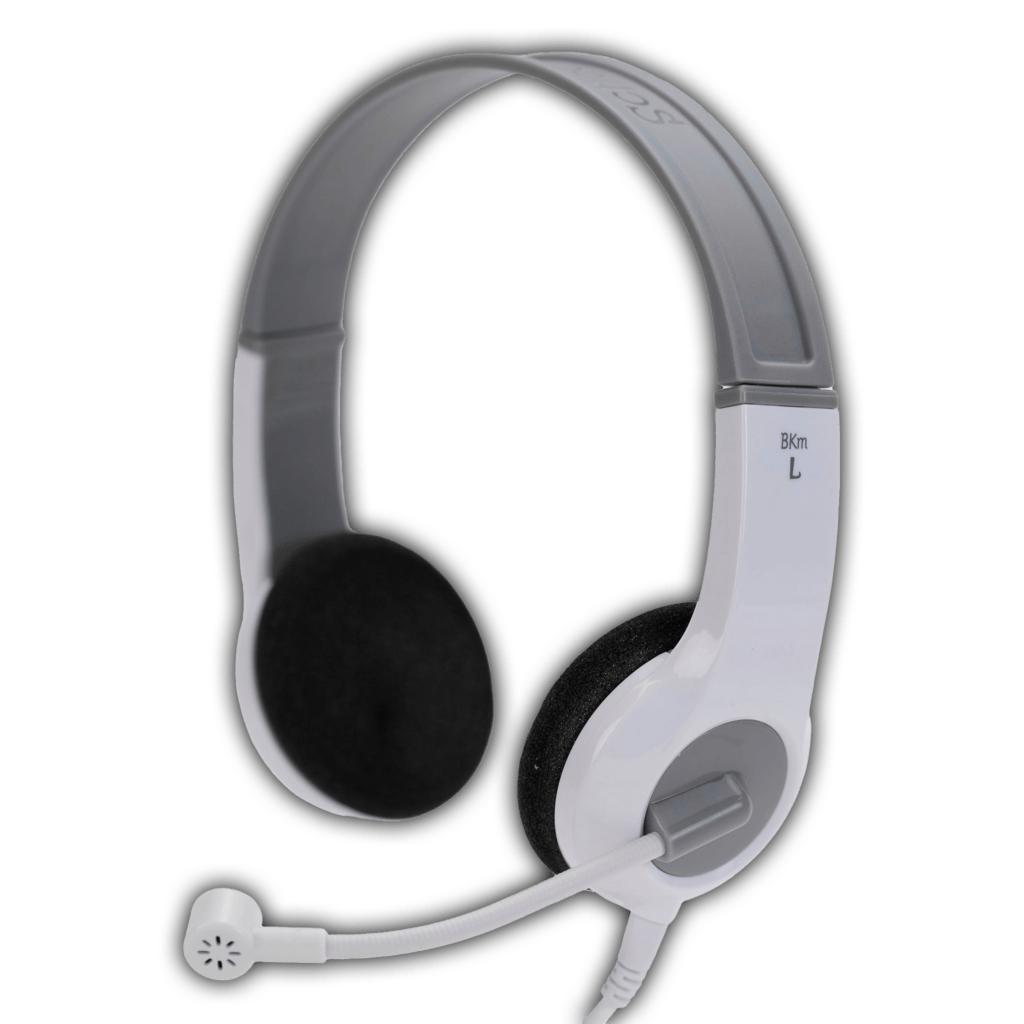 BKm student / classroom headphones with broadcast-quality rotating microphone