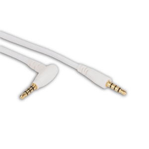 The 3.5mm TRRS 110˚ Angled Cable (K6m, BKm, K6d, BKd) features two gold-plated 3.5mm connectors—one straight and one right-angled—ideal as a school headphone adapter, shown on a plain white background.