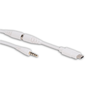 The USB-C Magnetic Breakaway Cable (K6d, K6m, BKd, BKm) features a 3.5mm audio jack and USB-C connector—perfect for connecting SchoolPHONES® or headphones for schools—shown on a plain white background.