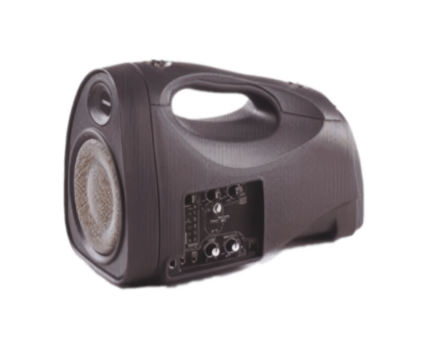 The ChatterVOX® Model 30 Totable PA Amplifier, featuring a handle, front grill, and side controls, is perfect for pairing with SchoolPHONES® or durable kids' headphones in classrooms or any loud indoor/outdoor environment.